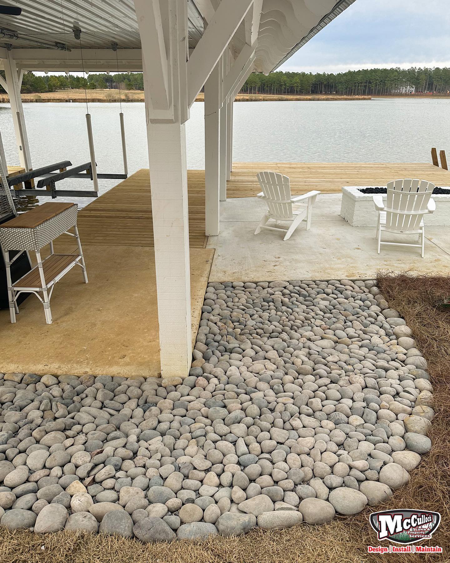 rock walkway for the lake
