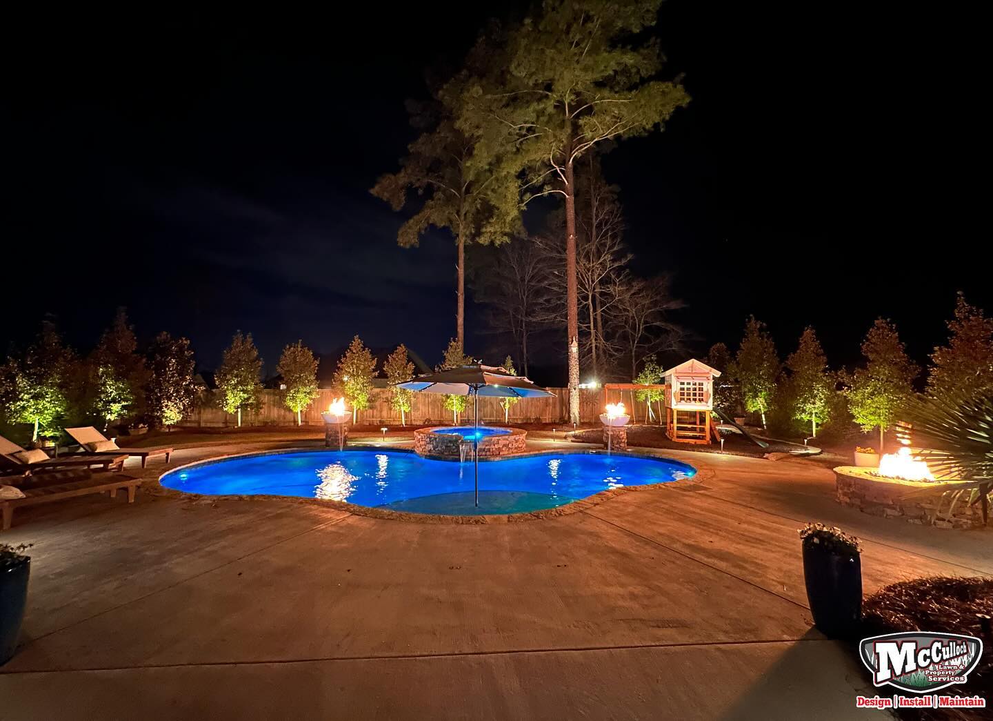 outdoor pool and patio lighting