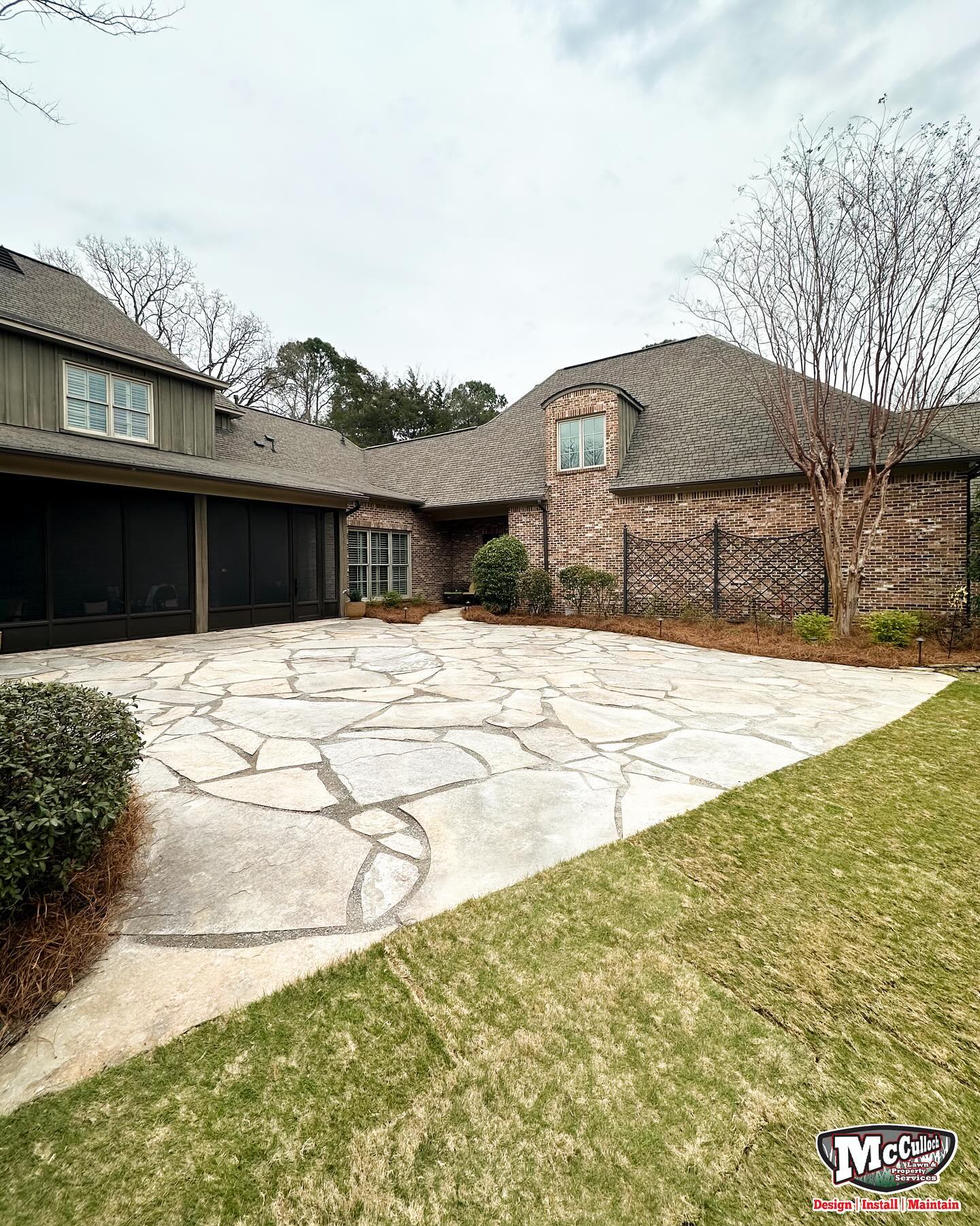 large rock driveway patio